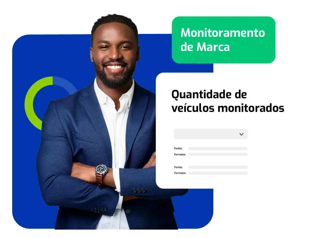 Painel de monitoramento de marca com quantidade de veículos monitorados