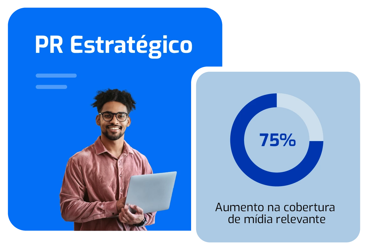 PR estratégico com percentual de aumento na cobertura de mídia