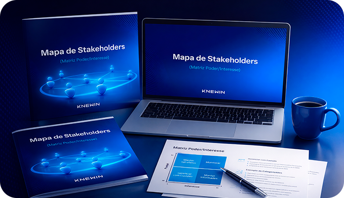 Mockup do Mapa de Stakeholders — matriz poder/interesse
