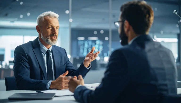 um-lider-em-reuniao-de-one-on-one-com-seu-liderado - liderança na era da IA